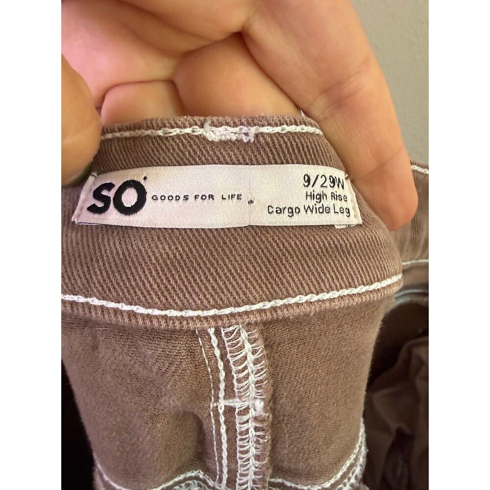 SO High Rise Cargo Wide Leg Pants Brown Size 29W - Picture 5 of 5